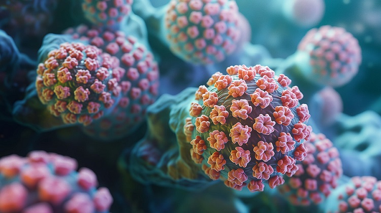 Imagen: Vista microscópica del VPH que causa cáncer de cuello uterino (crédito: Adobe Stock Images)